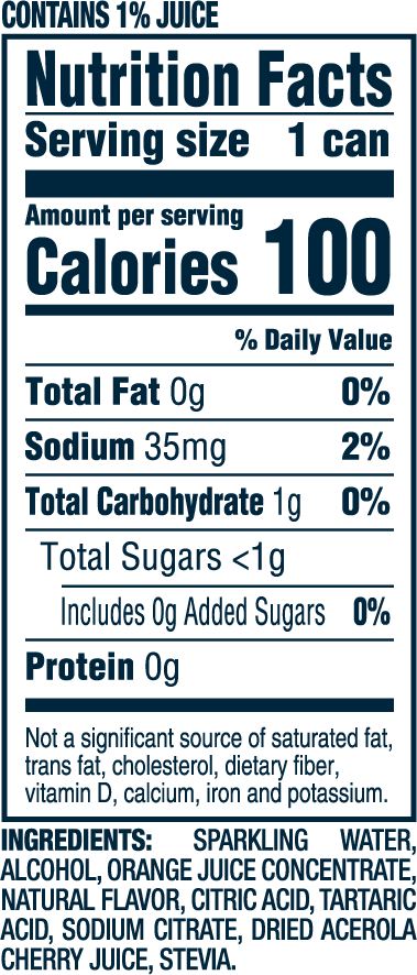 Nutrition Information for Strawberry Orange hard seltzer 12oz