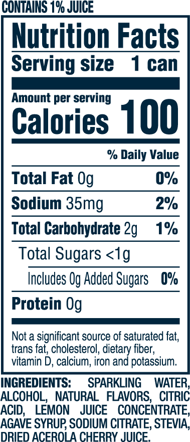 Nutrition Information for Strawberry Lemonade hard seltzer 12oz